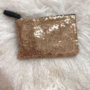 Gold sequin glitter clutch pouch